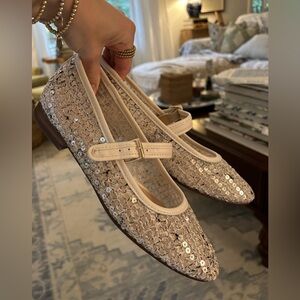 J.Crew Sequin Mary Jane Flats 
 Size 7.
New